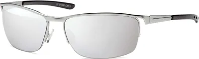 Produktbild von Herren Sonnenbrille Designer Sport Biker Metall Sonnen Brillen Silber/Verspiegelt