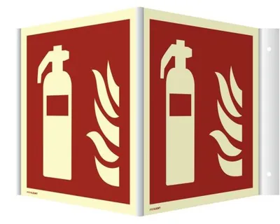 Produktbild von Dreifke® Winkelschild Feuerlöscher | extra langnachleuchtend | Kunststoff 200...