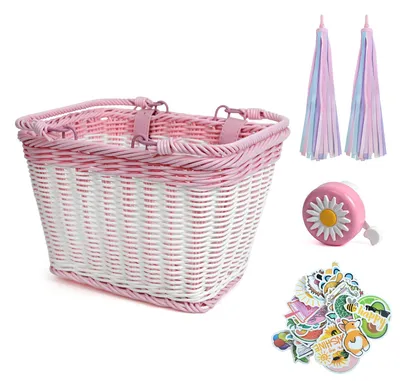 Immagine prodotto di Cestino per bicicletta, rimovibile, con maniglia, rosa, per bambini