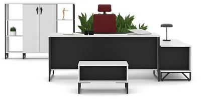 Productafbeelding van Schwarz-Weiße Büromöbel Schreibtisch Designer Couchtisch Sideboard