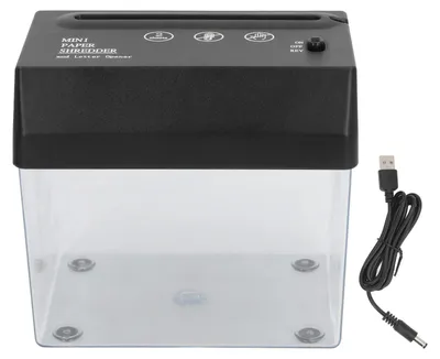 Obrázek produktu pro Mini skartovačka, USB, elektrická, přenosná, stolní, malé zařízení na skartování formátu A6 pro kancelář