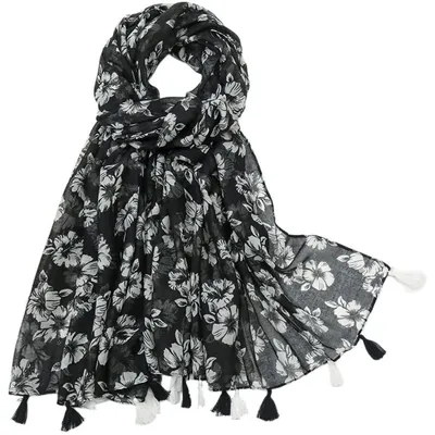 Immagine prodotto di Sciarpa da donna, motivo floreale, 180 x 85 cm, adatta per la primavera, l'estate, l'autunno e l'inverno
