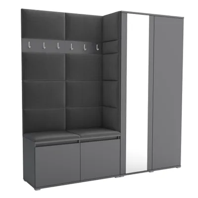 Produktbild von Garderobe LUTON 4 ANTHRACITE 15– Farbe: Anthrazit, moderner Schrank 40x190x186 cm, funktionale Lösung für den Flur, Garderobeschrank, Flurmöbel