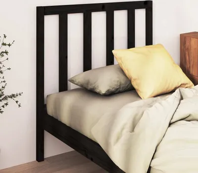 Produktbild von vidaXL Kopfteil Schwarz 106x4x100 cm Massivholz Kiefer - Kopfteil - Kopfteile - Bettkopfteil - Holzkopfteil