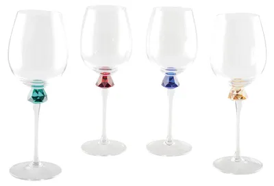 Produktbild von Weingläser mit Diamantfuß in 4 Farben – 4er-Set