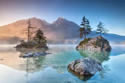 Productafbeelding van A.S. Création fotobehang Bergsee, 3,75 m x 2,50 m - WALLLOVE behang met landschap