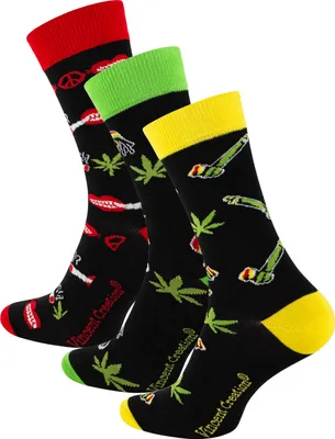Produktbild von Vincent Creation® Lustige "Rasta Weed" Socken 3 Paar 36-40
