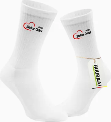 Produktbild von Huuraa Uni Socken Stolzer Onkel 2026 Herz 37/41 White Baumwolle Tennissocken Geschenkidee