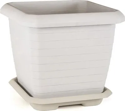 Immagine prodotto di Vaso da fiori quadrato bianco sporco 74,3 L con vaschetta gratuita 53x53x47 cm per erbe aromatiche e piante