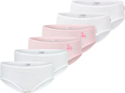 Produktbild von Schiesser 6er Pack Kids Girls Feinripp Baumwolle Slip Hüftslips aus 100 % weicher Baumwolle, Elastischer Bund für besten Tragekomfort, Komfortabler Beinausschnitt für Bewegungsfreiheit