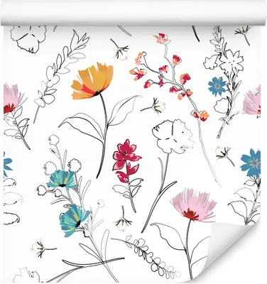 Produktbild von 10m VLIES TAPETE Rolle Dekorative GEMALTE Wilde Blumen für das Wohnzimmer 6459