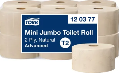 Zdjęcie produktu dla tork 120377 TORK papier toaletowy w mini rolce Jumbo, 2-warstwowy, naturalny, 170 m