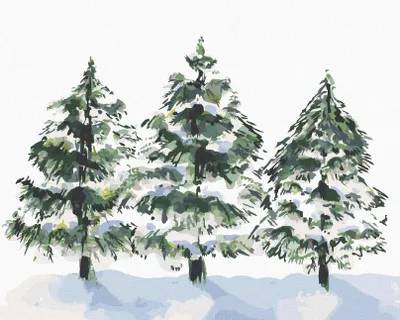Produktbild von Zuty - Malen nach Zahlen - DREI NADELBÄUME UND SCHNEE (ALEXANDRIA GILBERT), 40x50 cm, ohne Keilrahmen