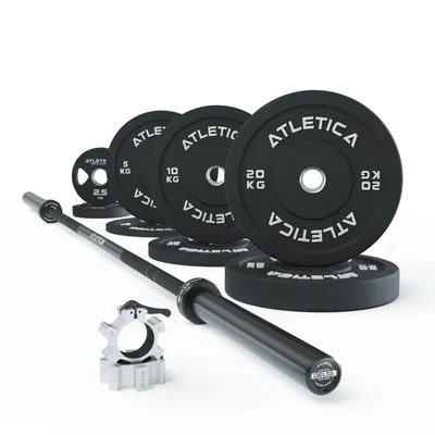 Produktbild von ATLETICA Langhantel Set | Delta HighRep - Tripple Black | 75 kg Hantelscheiben | Für Gewichtheben, Powerlifting und CrossFit
