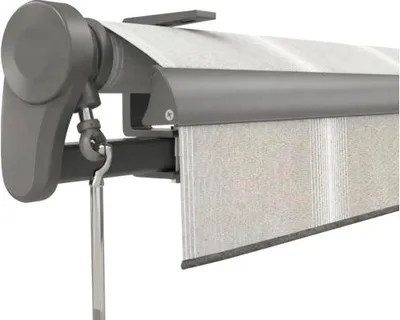 Produktbild von Soluna Gelenkarmmarkise Trend 5,5x2 Stoff Dessin D418 Gestell DB703 dunkelgrau Antrieb Links inkl. Handkurbel