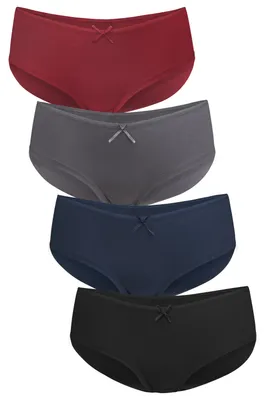 Produktbild von Fabio Farini - 4 Stück Damen Unterhosen - Frauen Hipster Set aus Baumwolle im sportlichen Panty-Style mit Schleifchen