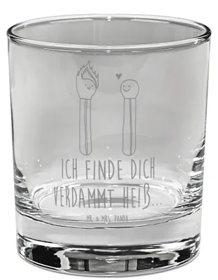 Produktbild von Mr. & Mrs. Panda Whiskyglas Streichhölzer - Transparent - Geschenk, Liebesgeschenk, Tumbler Glas, Gravur, Bourbon, Freundin, Whisky, Liebesbeweis