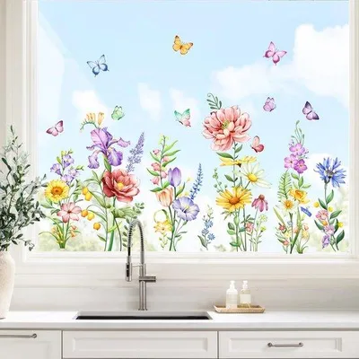Immagine prodotto di Pellicola adesiva per finestre con motivi floreali colorati - Estate