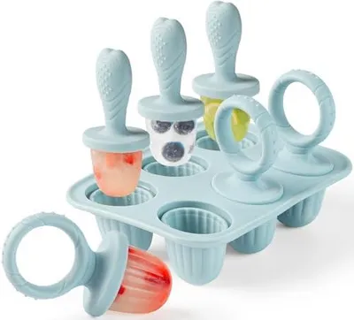 Produktbild von Silikon Eisformen für Kinder, 6X 17ML Mini Baby Eisformen Eis am Stiel mit Beißring Stiel für Kleine Hände, BPA Frei Babybrei Eiswürfelform Popsicle Kleinkind Eisförmchen