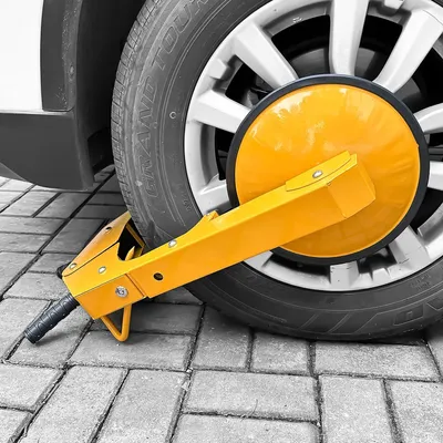 Zdjęcie produktu dla Zabezpieczenie antykradzieżowe na koła, stal, 15", żółty