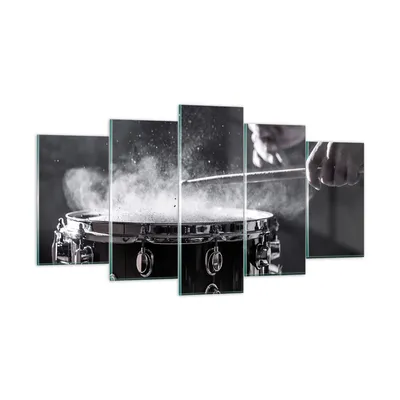 Produktbild von Bilder auf glas - 5 Teile - Trommel Staub Trommel - 160x85cm - Glasbilder - Wandbilder - Bilder - zum Aufhängen bereit - Wanddekoration aus Glas - Glas Bilder - Wandbild auf Glas - GEA160x85-4313