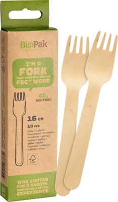 Produktbild von Biopak Holzgabeln 16 cm - 10 Stück