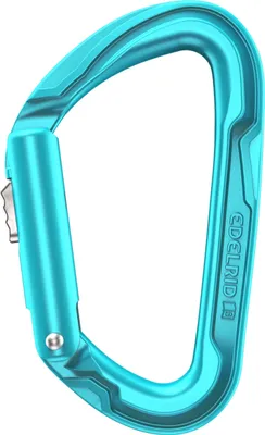 Edelrid Pure Slider; blauer Verschlußkarabiner für Klettern; mit ergonomischem Design.