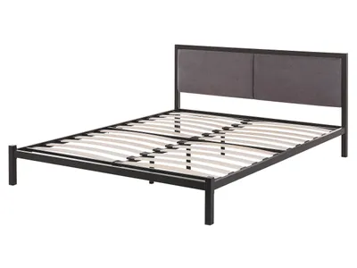Produktbild von BELIANI Metallbett Schwarz 160 x 200 cm Graues Kopfteil Stabiler Lattenrost Modern