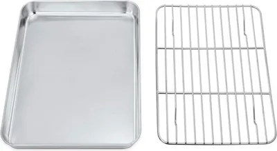 Produktbild von TEAMFAR Backblech mit Abkühlgitter Edelstahl Mini-Ofenschale 23,6 x 17,8 x 2,5 cm