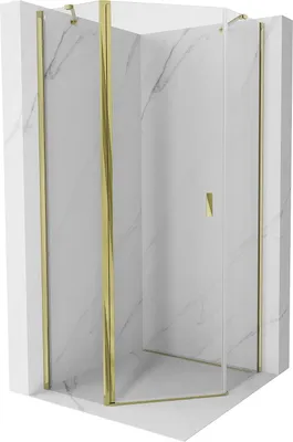 Obrázok produktu pre Mexen Mist päťuholníkový sprchový kút s výklopnými dverami 100 x 100 cm, priehľadný, zlatý - 8A8-100-100-50-00