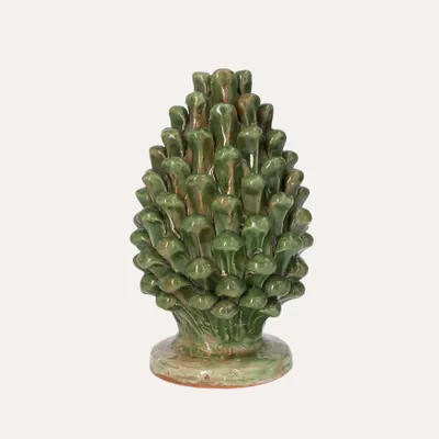 Produktbild von KEYHOMESTORE | Handgefertigter Tannenzapfen aus grünem Terrakotta, H. 16 x 25 cm