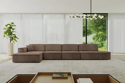 Produktbild von ALTDECOR Ecksofa in L-Form IREA-L3-v4 412x165x77 cm Braun Corner Sofa Eckcouch Couch Wohnlandschaft Cauchsofa