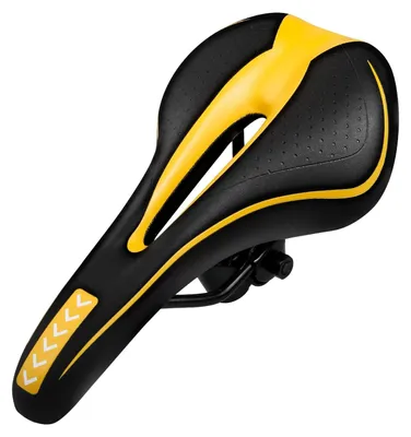 Image de Selle de vélo MSDADA avec gel et mousse à mémoire de forme, selle ergonomique en forme de selle pour vélos de ville, VTT et vélos de randonnée, confortable pour femmes, hommes et enfants (universelle, jaune)