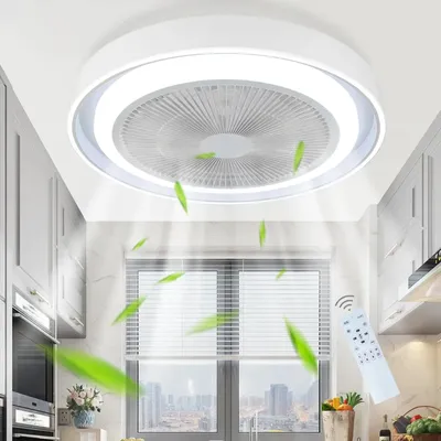 Obrázek produktu pro ZMH Stropní ventilátor s osvětlením a dálkovým ovládáním - Stmívatelné LED stropní světlo s ventilátorovou lampou Tichý Moderní stropní lampa modrá 6 lopatek
