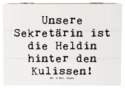 Produktbild von Mr. & Mrs. Panda Geschenkbox Spruch Sekretärin Heldin 22 x 15 cm - Weiß - Geschenk, Dankeschön Büro, Aufmerksamkeit, Danke sagen, fotobox, Einsatz im, Truhe, Schatulle