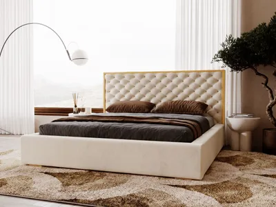 Obrázek produktu pro GRAINGOLD Čalouněná postel Bonito 160x200 - Čalouněná postel s roštem - Manželská postel s roštem - Béžová (Magic Velvet 2256)