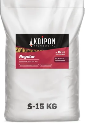 Produktbild von KOIPON Regular 15kg 3mm Sommer-Koifutter 1% Spirulina schwimmend