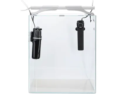 Produktbild von Aquarium OptiBent 70 weiss, ca. 68 l mit LED Beleuchtung, Heizer, Innenfilter und Unterlage, Weißglas Nanoaquarium