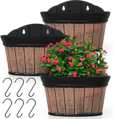 Image de Jardinières - Pots pour l'intérieur et l'extérieur - Lot de 3 - marron - plastique