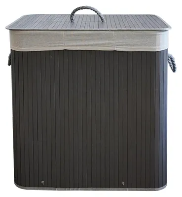 Produktbild von Ekspand | Wäschekorb Aus Bambus - Grau - 150 L - mit Deckel - 60 x 40 x 61,5 cm