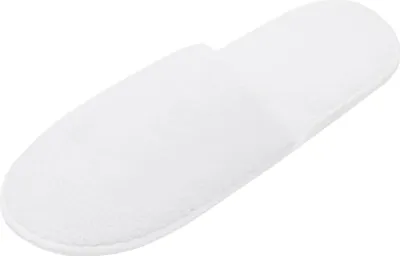 A single white slipper is shown against a white background.