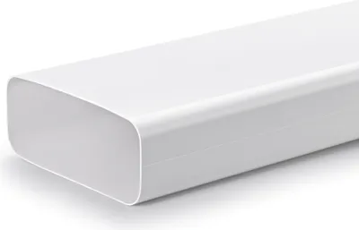 A white rectangular duct with rounded edges, shown from a slight diagonal angle against a white background.