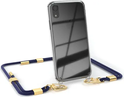 Produktbild von EAZY CASE Handykette für Apple iPhone XR, Transparente Silikonhülle mit Band, Clear Case, abnehmbar in  Blau