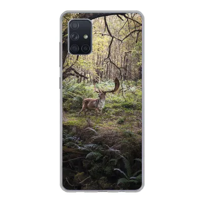 Produktbild von MuchoWow® Handyhülle Schutzhülle Hülle für Samsung Galaxy A71 Waldtier - Hirsch - Sonne Silikon Softcase Handy Hülle - Kartenbesitzer