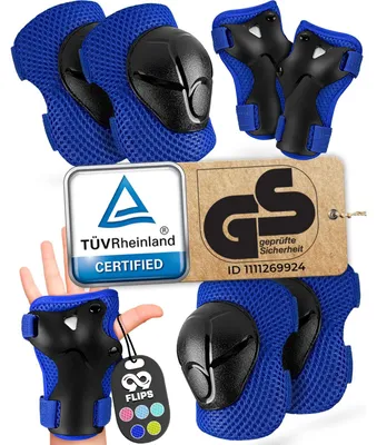Produktbild von Knieschoner Kinder Schutzset - 6-teilig - Blau - Größe XS - Für Inlineskates Skateboard Roller