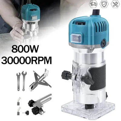 Obrázek produktu pro Ruční frézka – bezkartáčový elektrický frézovací nástroj, 800 W, 30000 otáček za minutu, 220 V, upínací čelist 6,35 mm, ruční nářadí pro zpracování dřeva