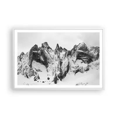 Produktbild von Gerahmtes Poster - Weißer Rahmen - Alpen Schnee Monochrom - 91,5x61 cm - Wand Bild - Wanddeko - Wandbilder - Kunstposter - Wandposter - Bilderrahmen - Bilder - Kunstdruck - P2WAA91x61-4405