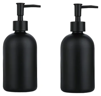 Obrázek produktu pro Skleněný dávkovač mýdla, 1 kus, nerezový mechanismus, objem 410 ml, vhodný do koupelny i kuchyně