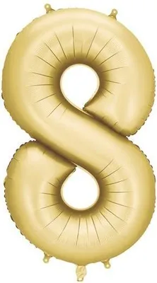 Image de Ballon en plastique nombre "8", 86cm, or