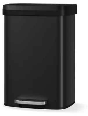 Produktbild von Küchenabfalleimer - Abfallbehälter - 50 l - Geruchsdichter Deckel - Soft-Close-Deckel - Edelstahlpedal - Tragegriff - Schwarz